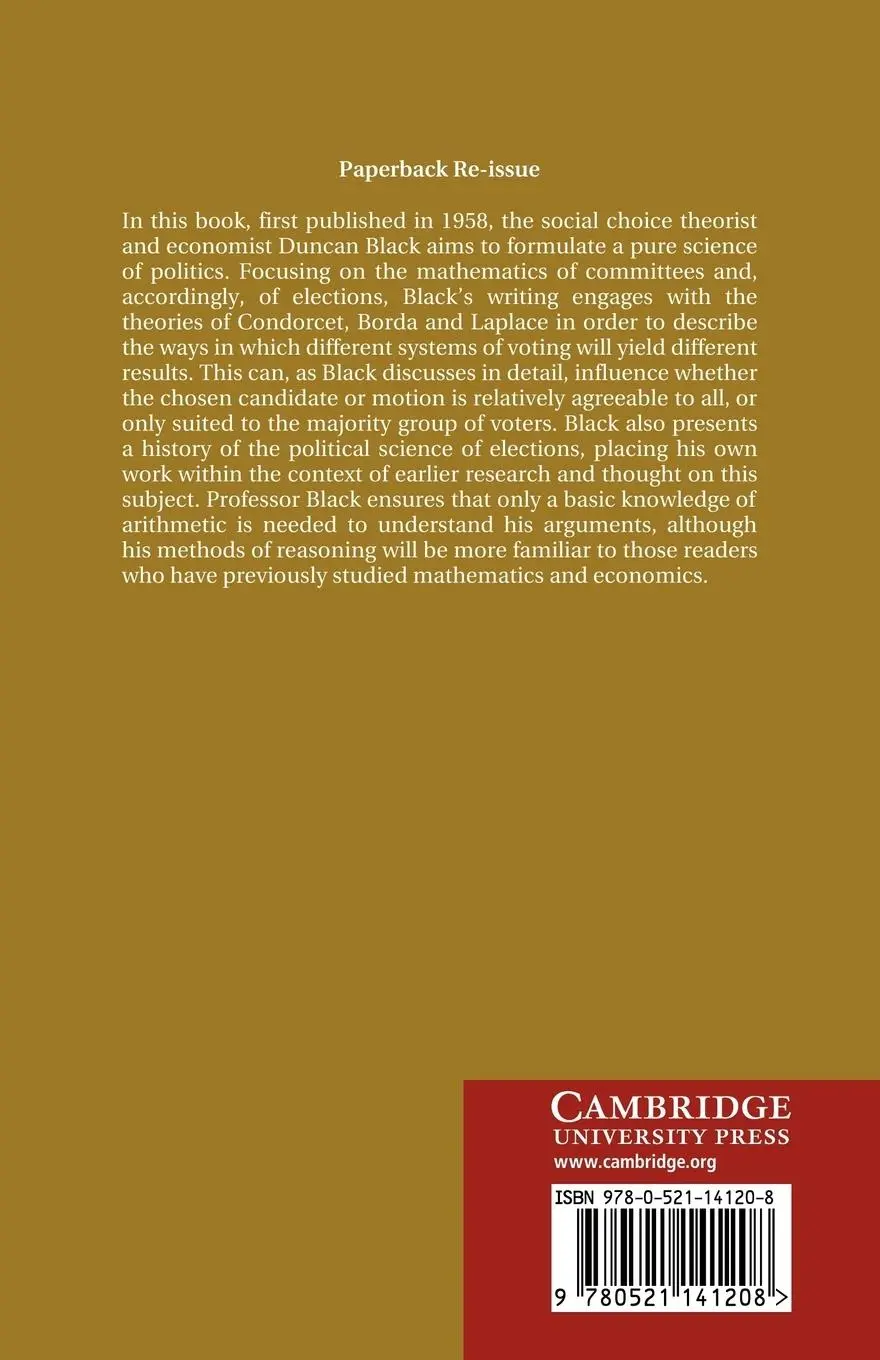 Rückseite: 9780521141208 | Theory Committees and Elections | Duncan Black | Taschenbuch | 2010