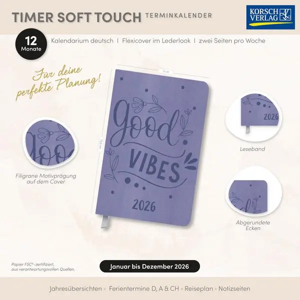 Bild: 9783731891208 | Timer Soft Touch petrol 2026 | Verlag Korsch | Buch | 128 S. | Deutsch