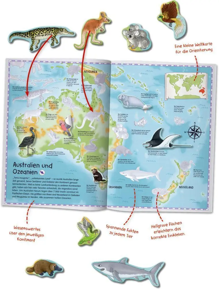 Bild: 9783649641308 | Natur-Stickerwelt - Atlas - Tiere der Welt | Ruby Warnecke | Buch