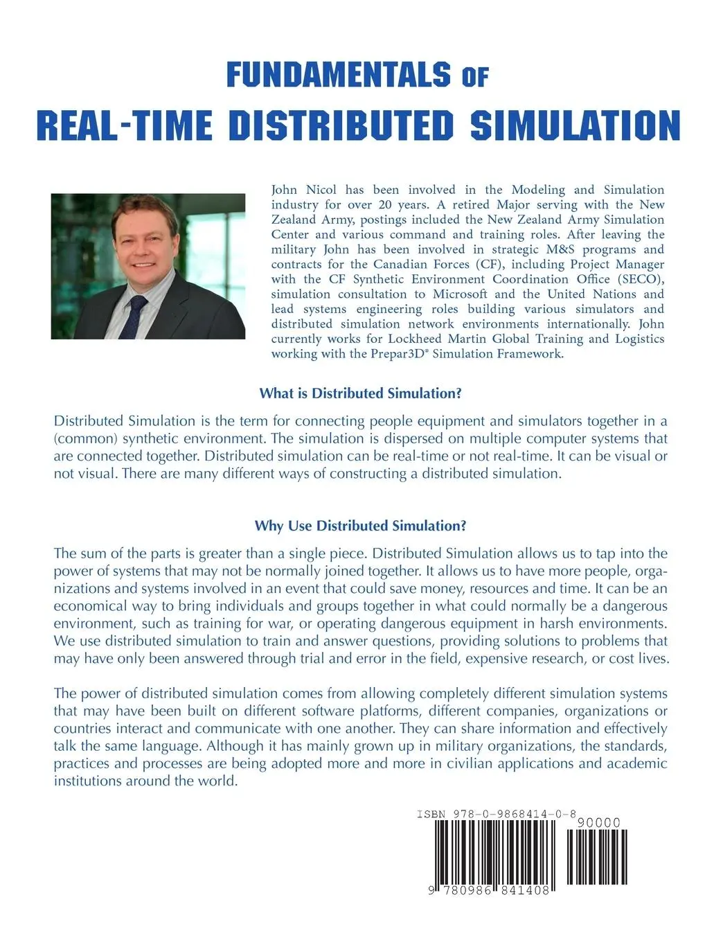 Rückseite: 9780986841408 | Fundamentals of Real-Time Distributed Simulation | John Nicol | Buch