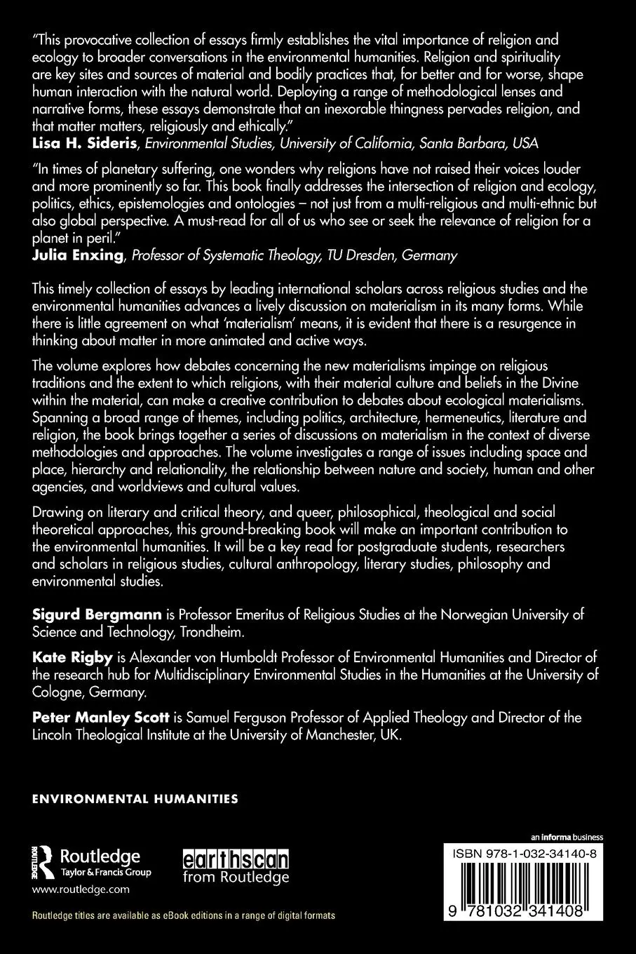 Rückseite: 9781032341408 | Religion, Materialism and Ecology | Sigurd Bergmann (u. a.) | Buch