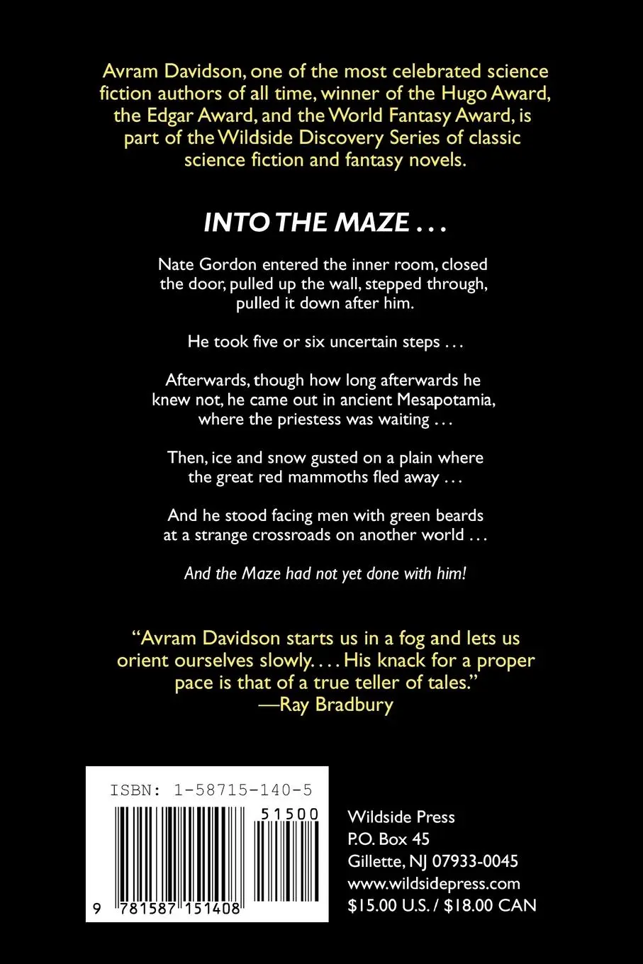 Rückseite: 9781587151408 | Masters of the Maze | Avram Davidson | Taschenbuch | Englisch | 2000