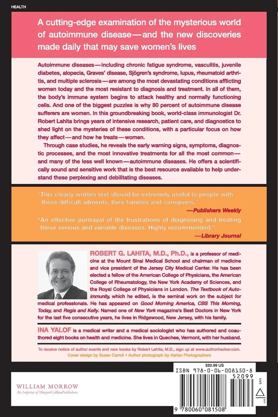 Rückseite: 9780060081508 | Women and Autoimmune Disease | Robert G Lahita | Taschenbuch | 2016