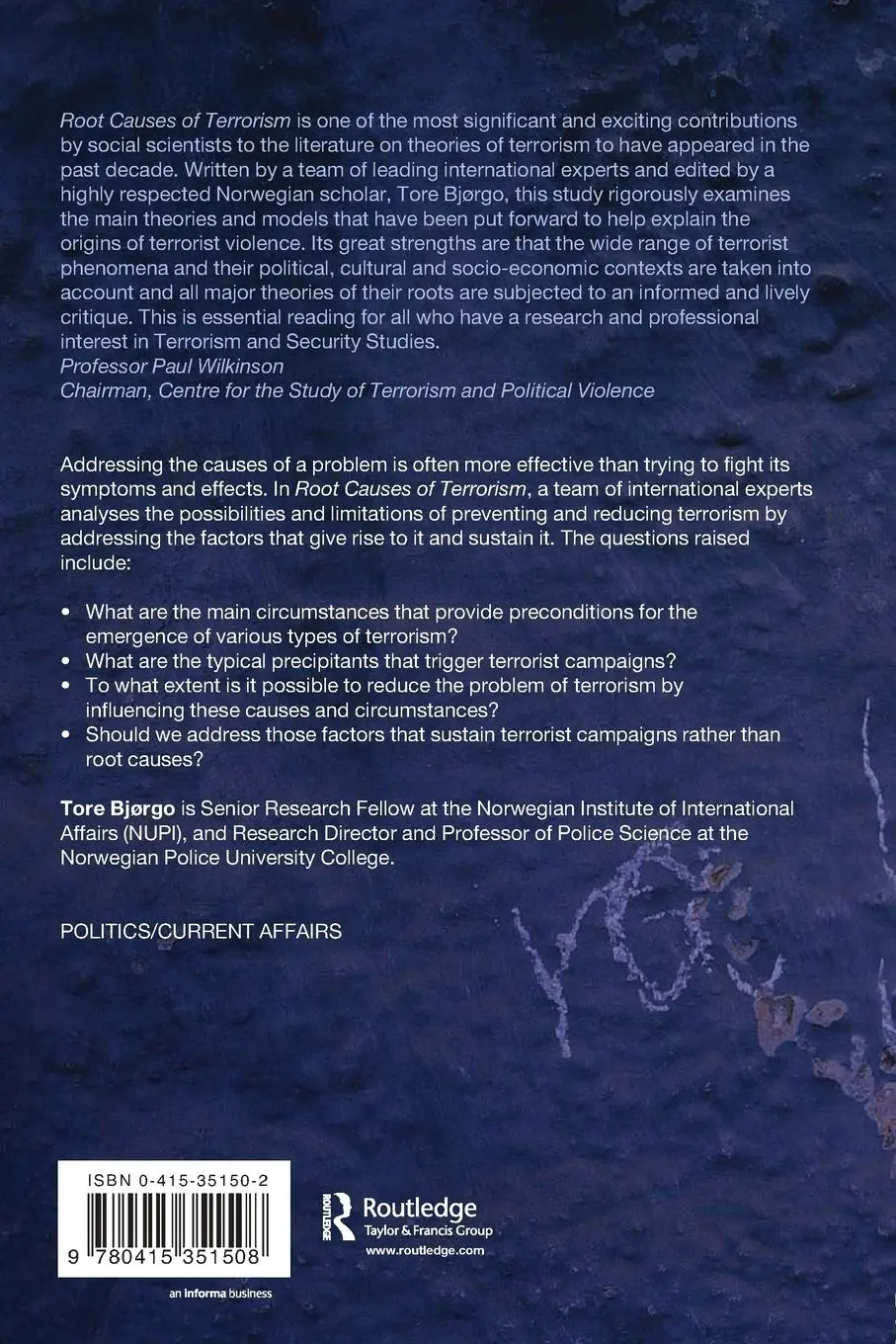 Rückseite: 9780415351508 | Root Causes of Terrorism | Myths, Reality and Ways Forward | Bjørgo