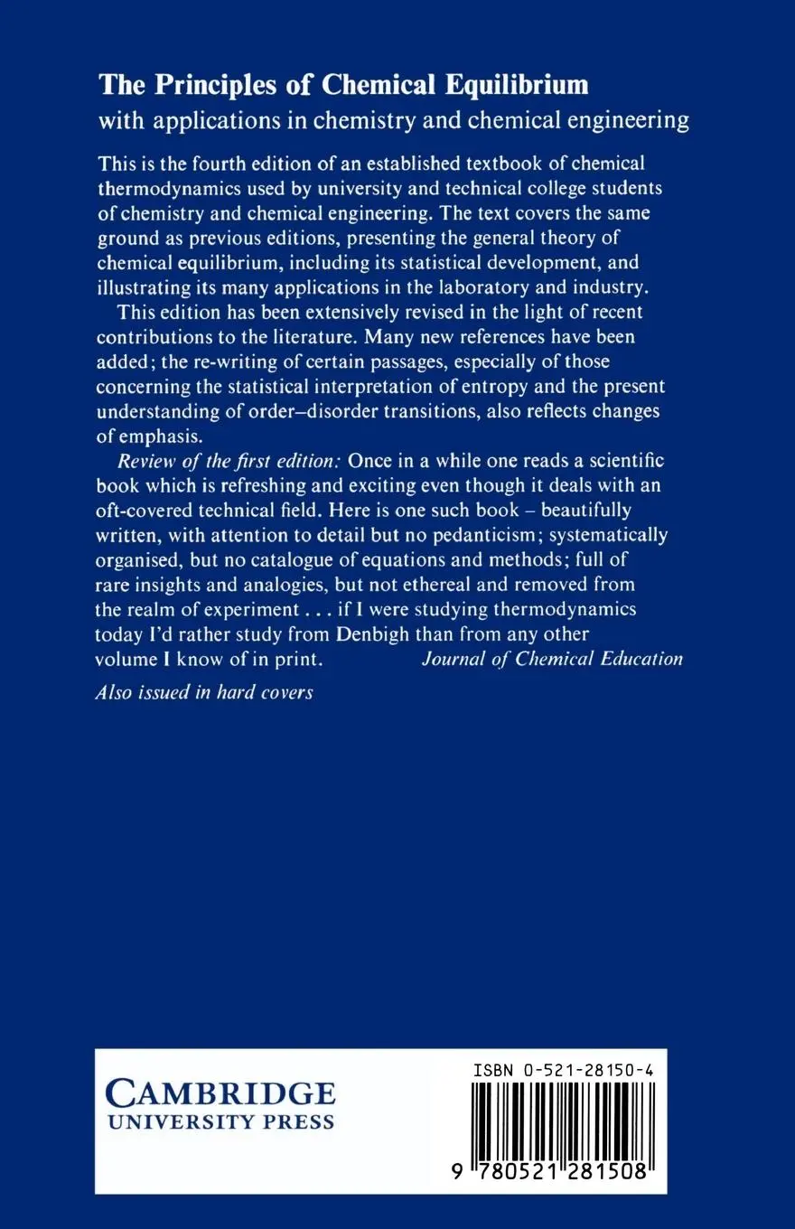 Rückseite: 9780521281508 | The Principles of Chemical Equilibrium | Kenneth G. Denbigh (u. a.)