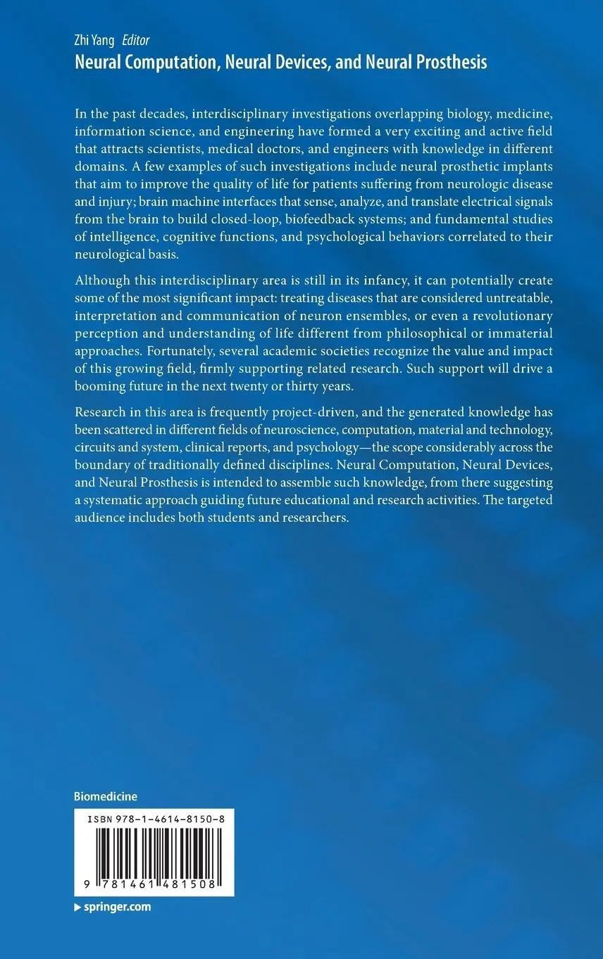 Rückseite: 9781461481508 | Neural Computation, Neural Devices, and Neural Prosthesis | Zhi Yang
