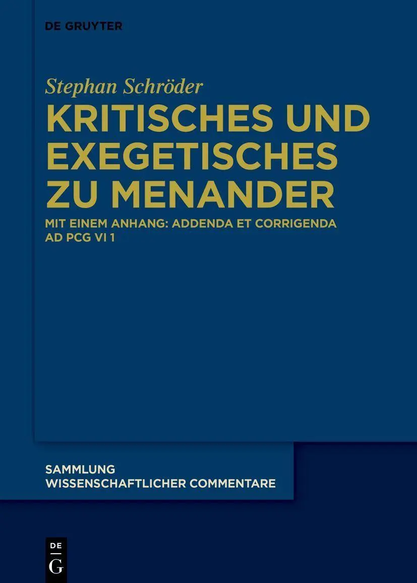 Cover: 9783111191508 | Kritisches und Exegetisches zu Menander | Stephan Schröder | Buch