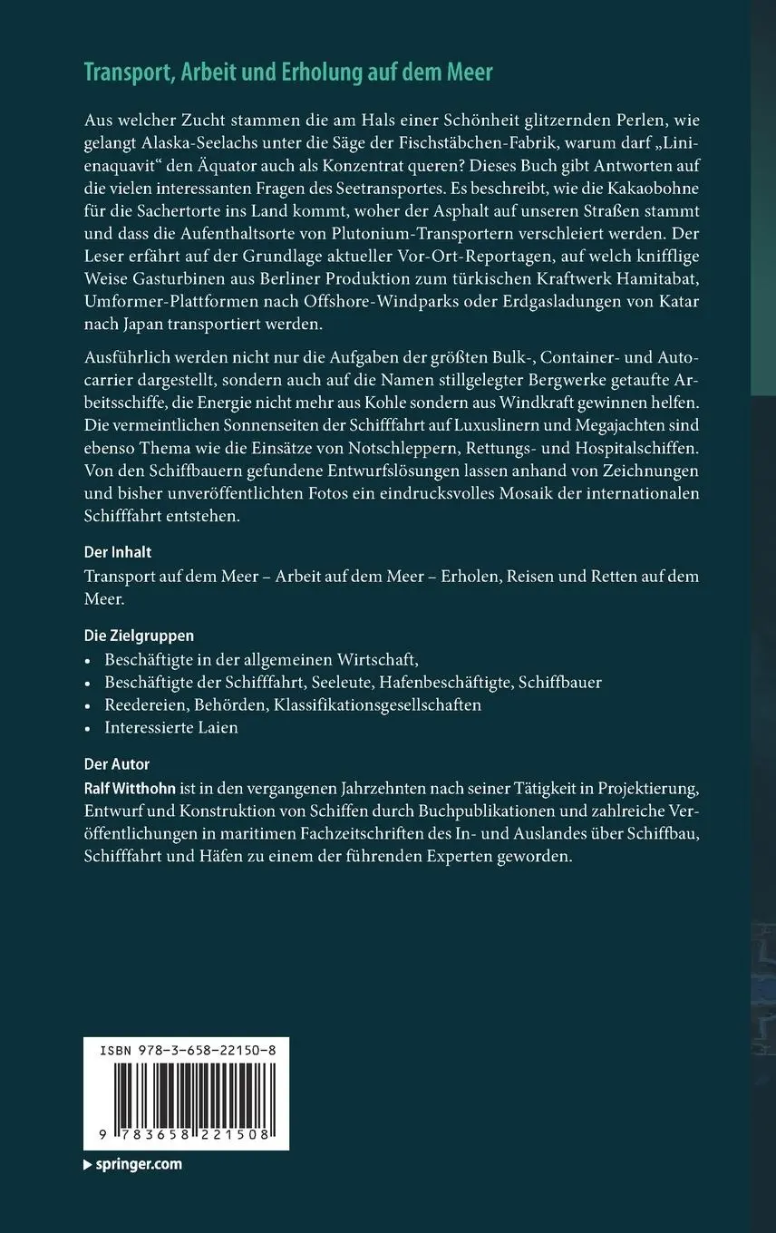 Rückseite: 9783658221508 | Transport, Arbeit und Erholung auf dem Meer | Ralf Witthohn | Buch