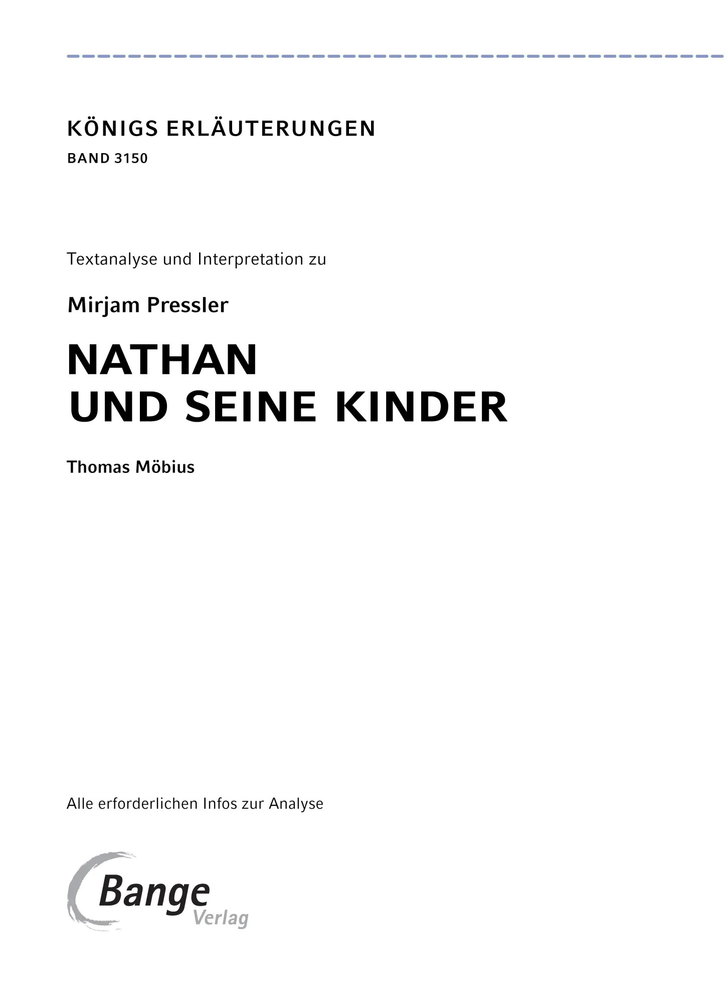 Bild: 9783804431508 | Nathan und seine Kinder - Textanalyse und Interpretation | Pressler