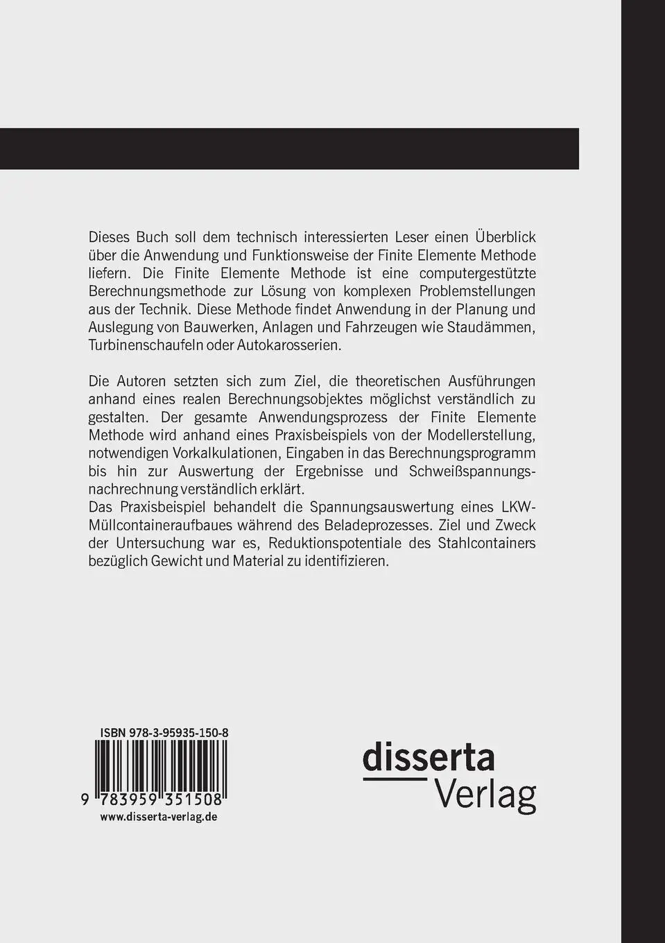 Rückseite: 9783959351508 | Die Finite Elemente Methode: Eine verständliche Einführung anhand...