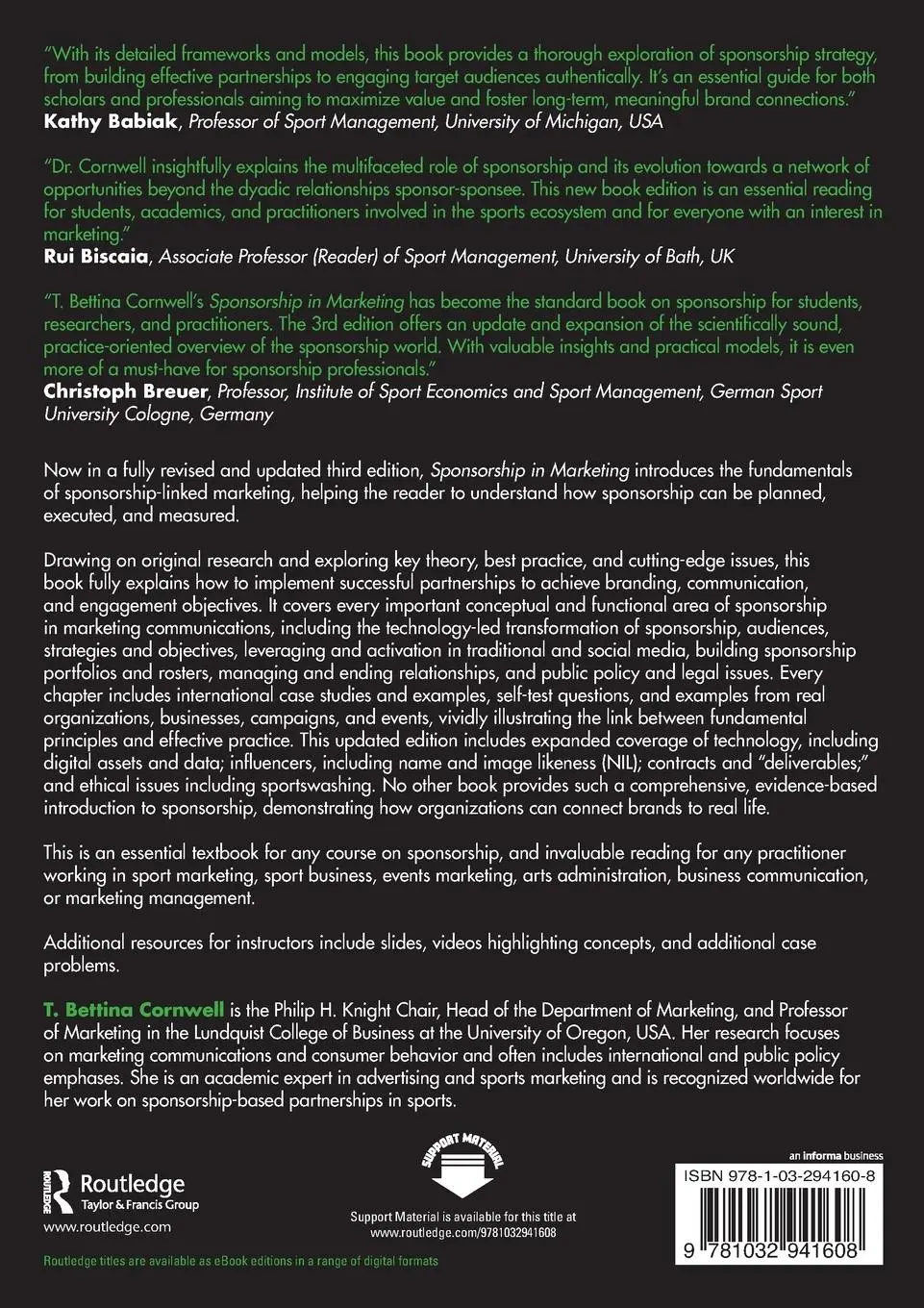 Rückseite: 9781032941608 | Sponsorship in Marketing | T. Bettina Cornwell | Taschenbuch | 2025