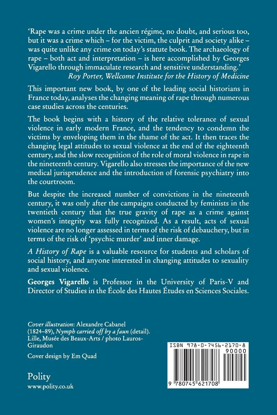 Rückseite: 9780745621708 | A History of Rape | Georges Vigarello | Taschenbuch | Englisch | 2001