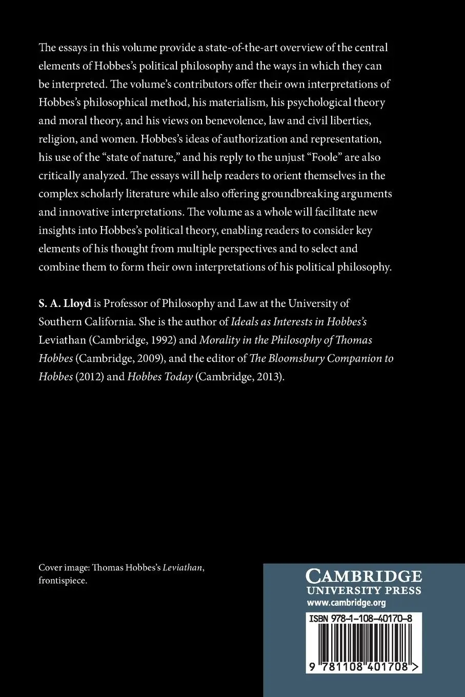 Rückseite: 9781108401708 | Interpreting Hobbes's Political Philosophy | S. A. Lloyd | Taschenbuch