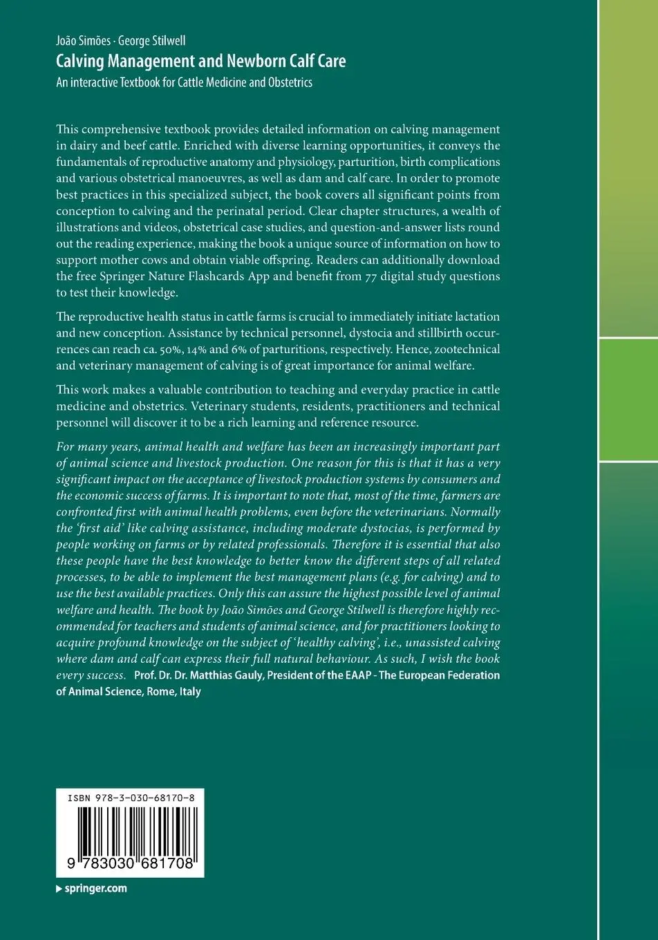 Rückseite: 9783030681708 | Calving Management and Newborn Calf Care | George Stilwell (u. a.)