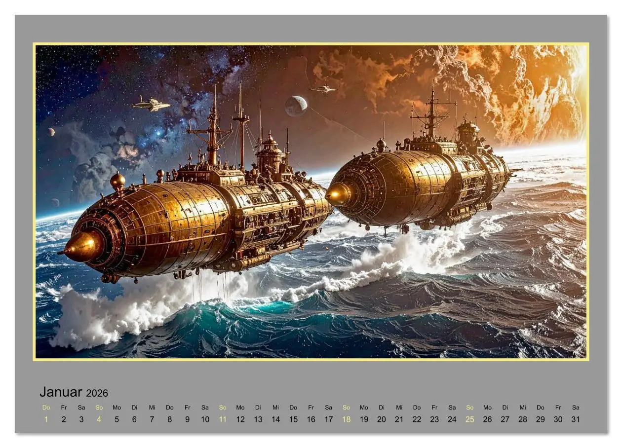 Bild: 9783516631708 | Steampunk-Raumfahrt (Wandkalender 2026 DIN A3 quer), CALVENDO...