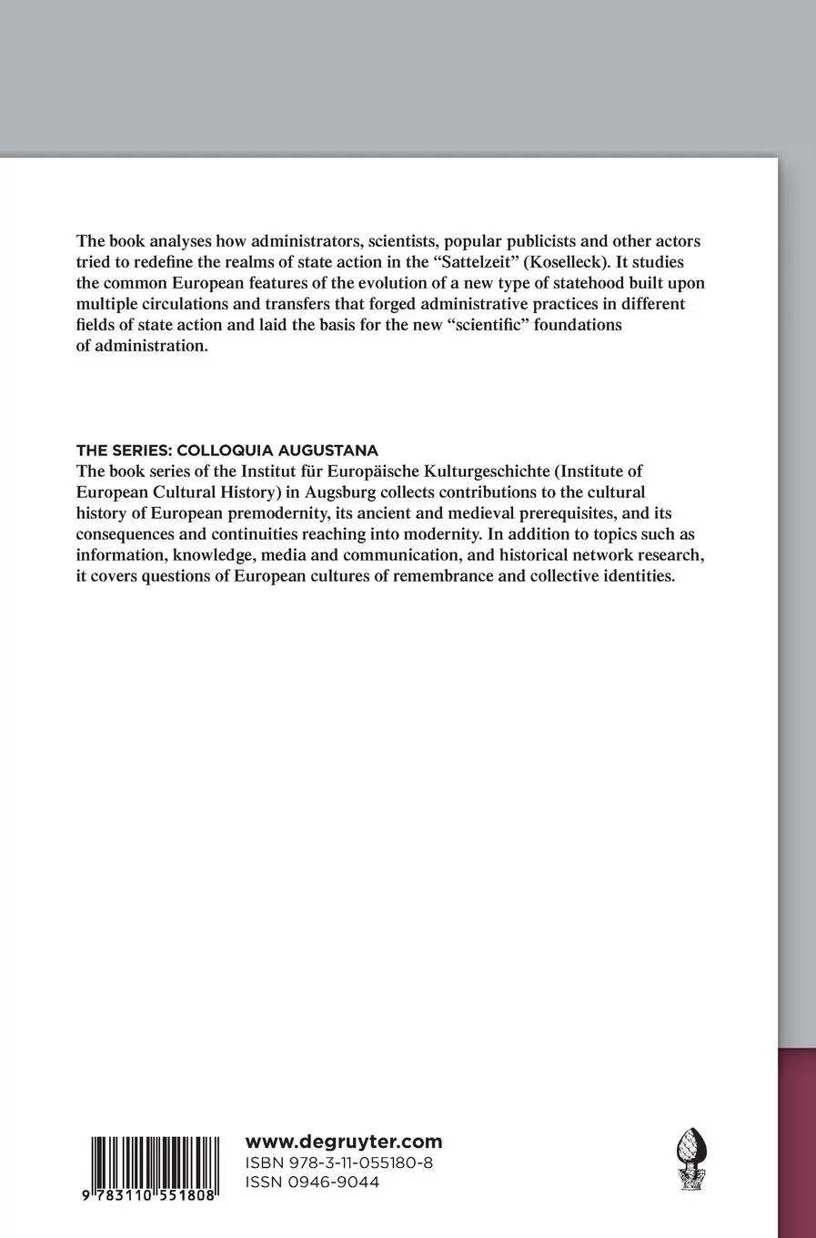 Rückseite: 9783110551808 | Transnational Cultures of Expertise | Lothar Schilling (u. a.) | Buch