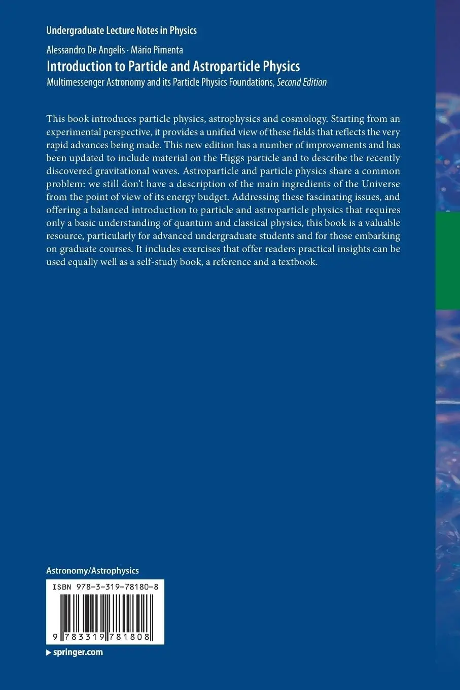 Rückseite: 9783319781808 | Introduction to Particle and Astroparticle Physics | Pimenta (u. a.)