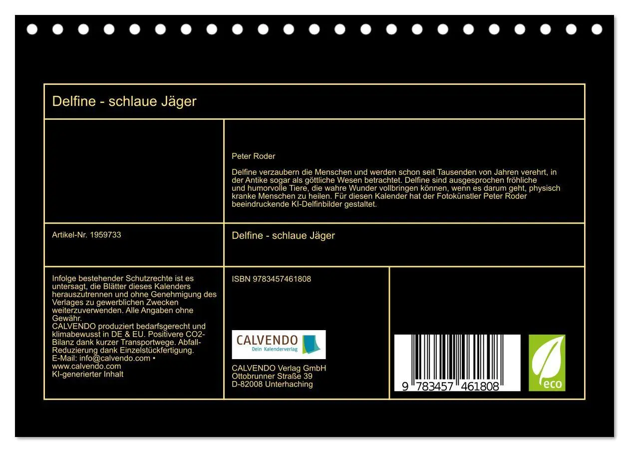 Bild: 9783457461808 | Delfine - schlaue Jäger (Tischkalender 2026 DIN A5 quer), CALVENDO...