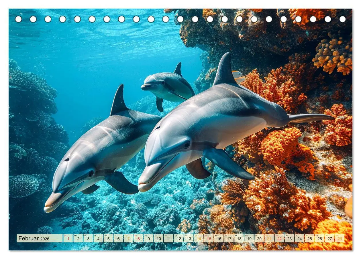 Bild: 9783457461808 | Delfine - schlaue Jäger (Tischkalender 2026 DIN A5 quer), CALVENDO...