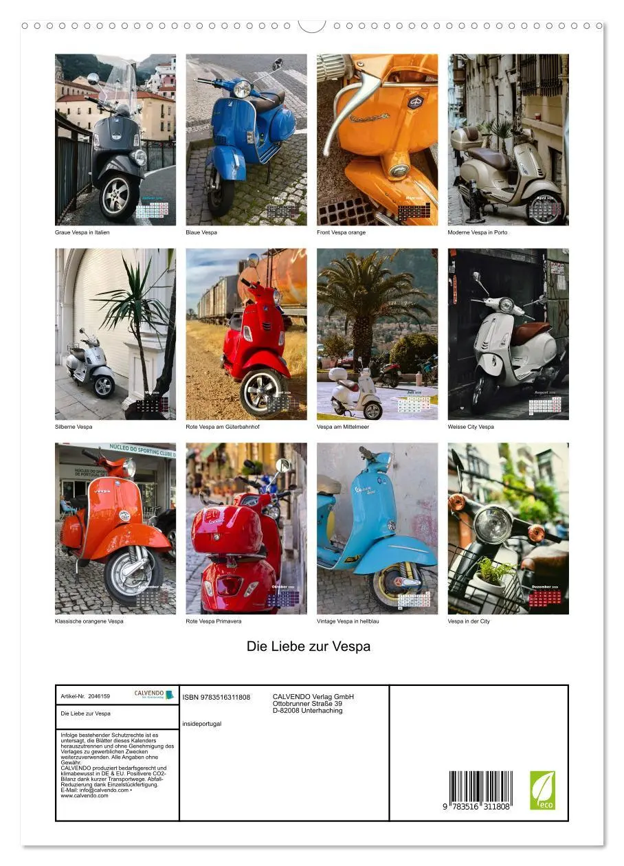 Bild: 9783516311808 | Die Liebe zur Vespa (hochwertiger Premium Wandkalender 2026 DIN A2...
