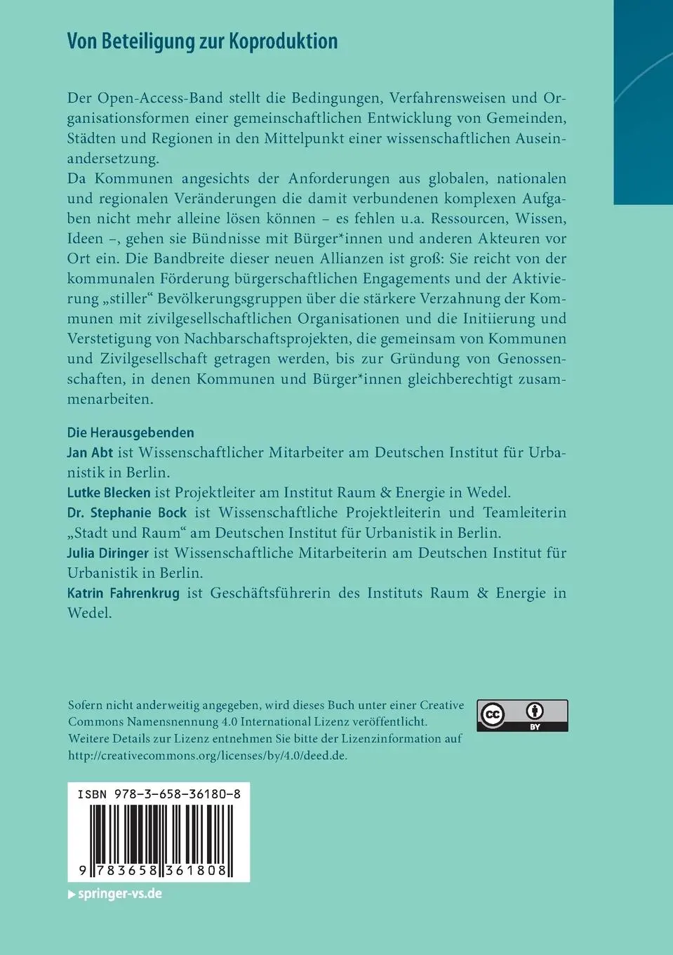 Rückseite: 9783658361808 | Von Beteiligung zur Koproduktion | Jan Abt (u. a.) | Taschenbuch