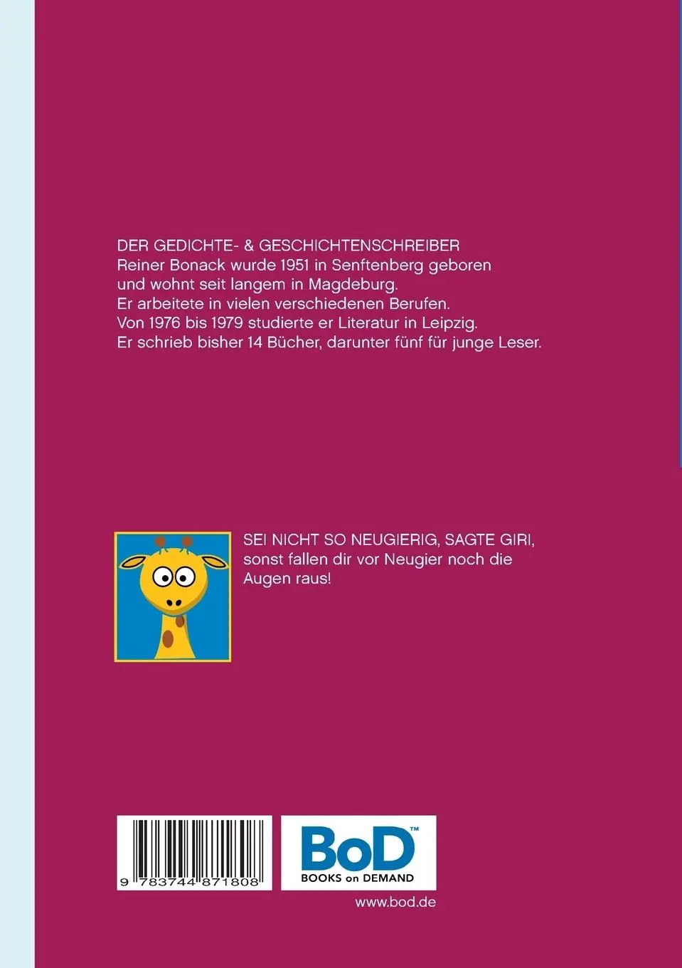 Rückseite: 9783744871808 | Der Schulhoflöwe | Fabelhafte Geschichten für Kinder | Reiner Bonack