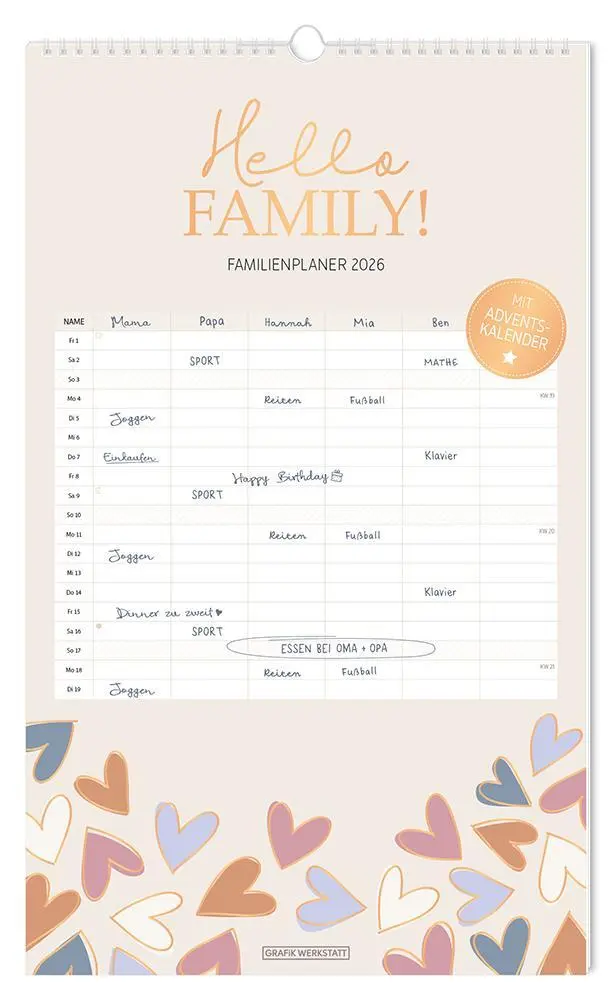 Cover: 9783986361808 | Familienplaner 2026 Hello Family! | Familienplaner | Original | 14 S.
