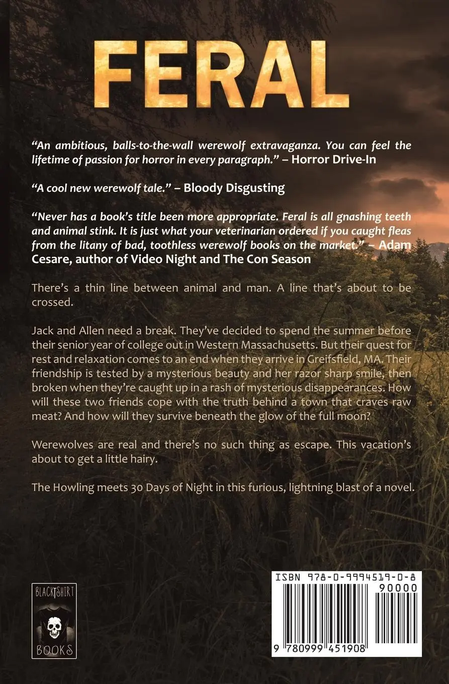 Rückseite: 9780999451908 | Feral | A Novel of Werewolf Horror | Matt Serafini | Taschenbuch