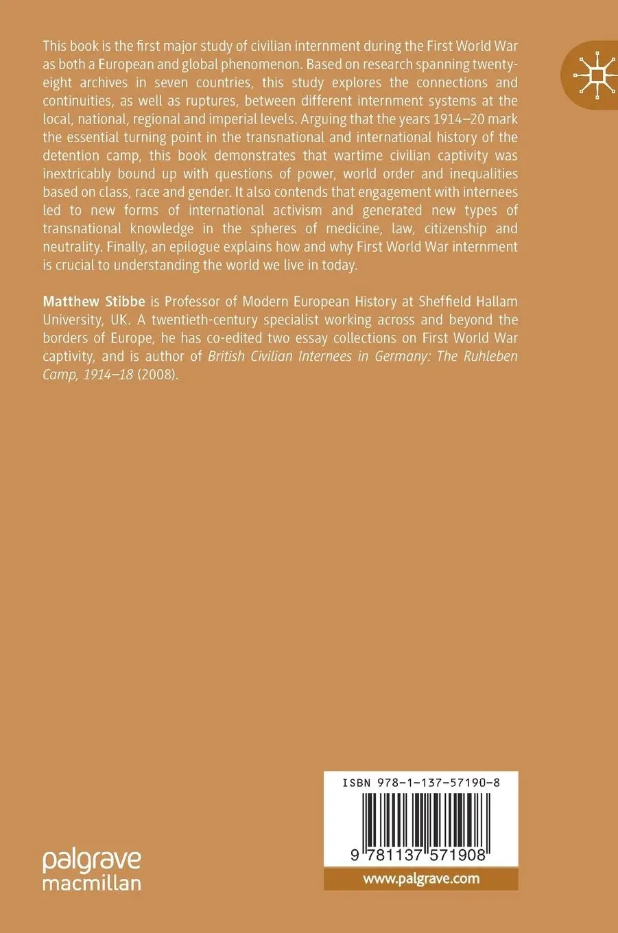 Rückseite: 9781137571908 | Civilian Internment during the First World War | Matthew Stibbe | Buch
