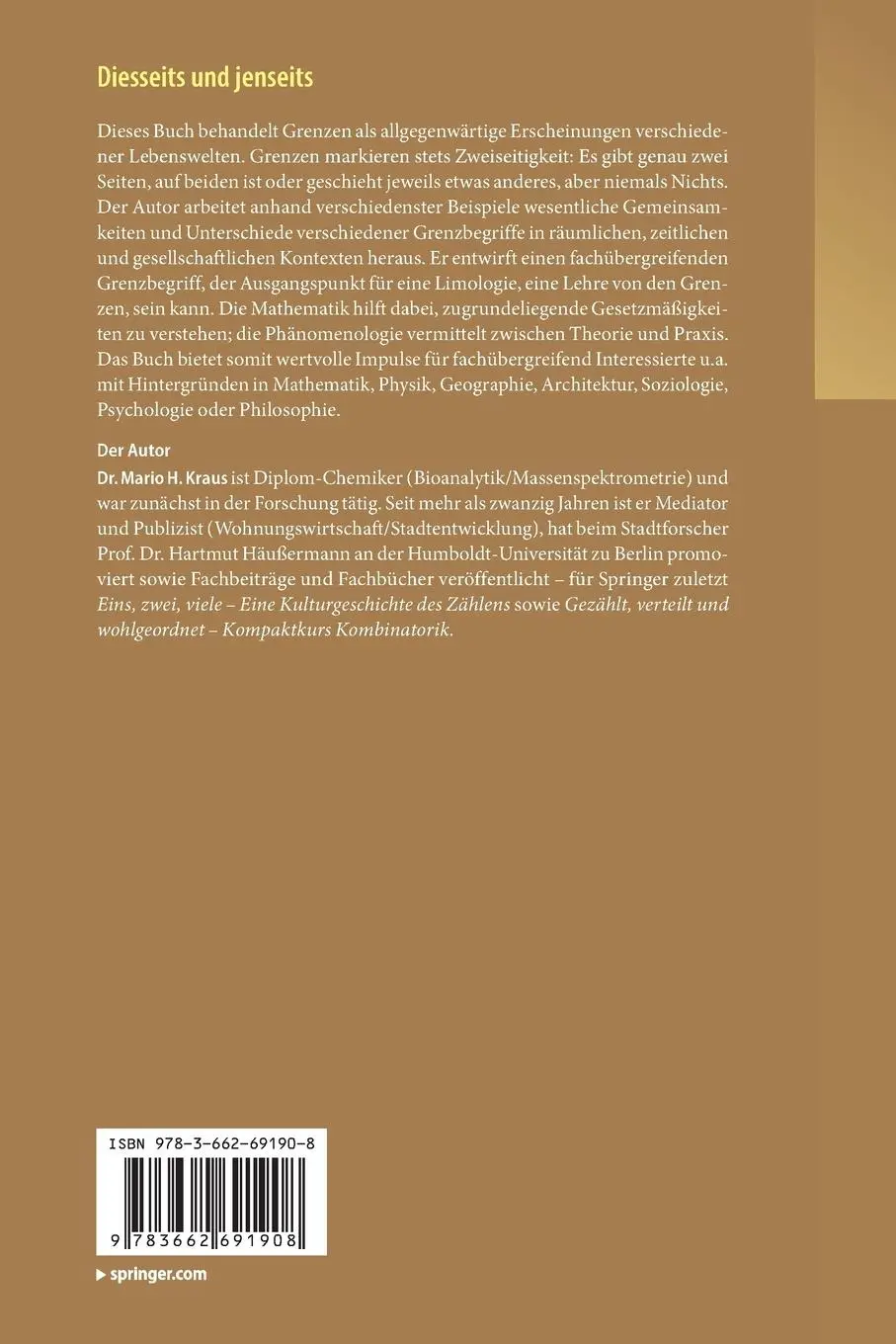 Rückseite: 9783662691908 | Diesseits und jenseits | Mathematik und Phänomenologie der Grenze | xx
