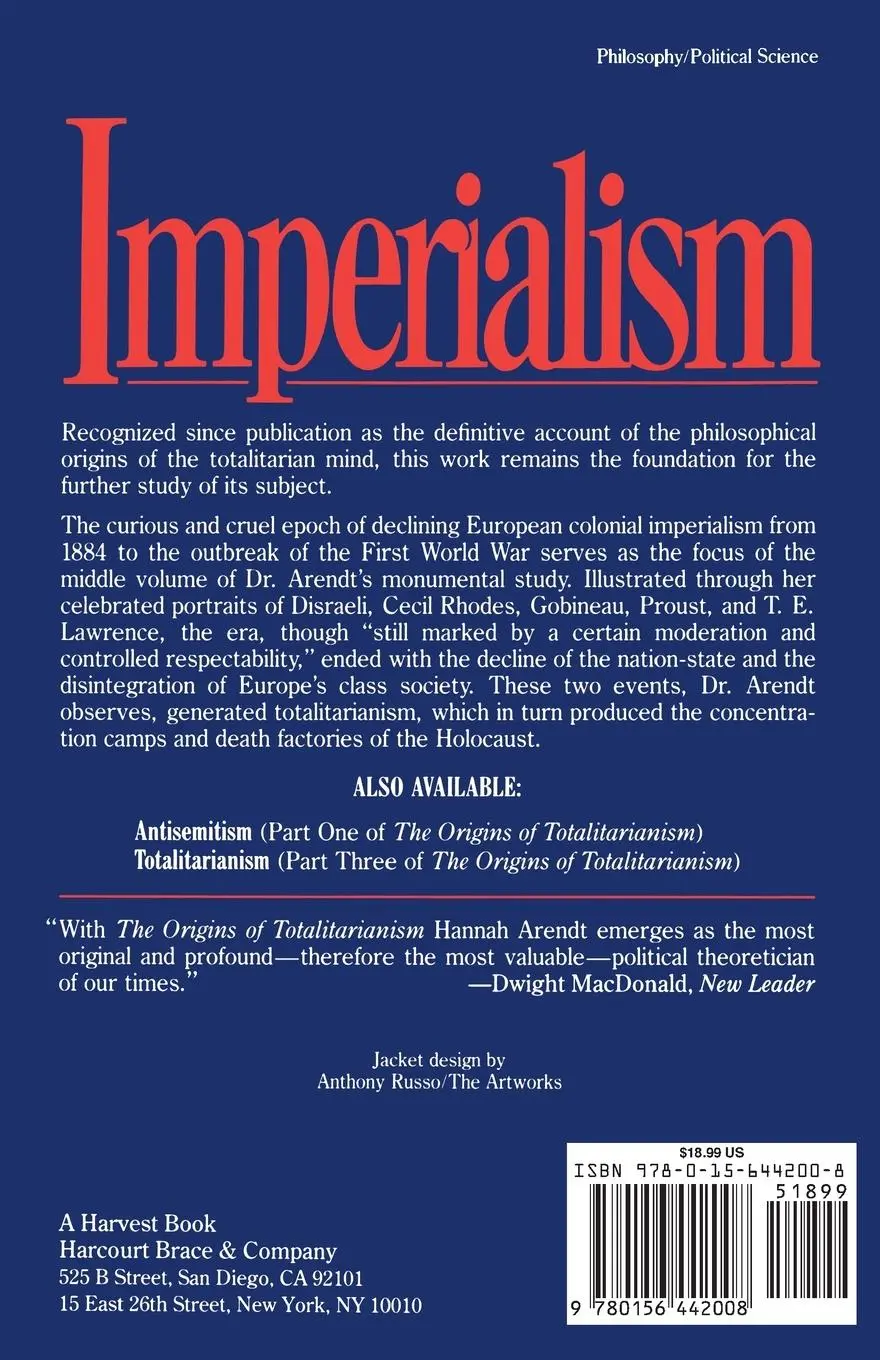 Rückseite: 9780156442008 | Imperialism | Hannah Arendt | Taschenbuch | Kartoniert / Broschiert