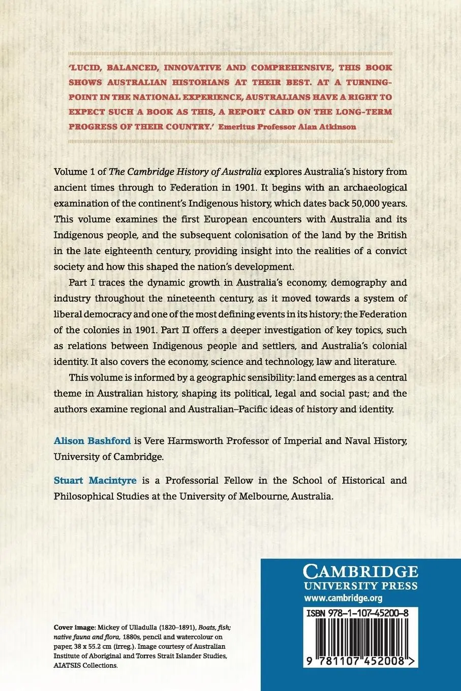Rückseite: 9781107452008 | The Cambridge History of Australia | Alison Bashford (u. a.) | Buch