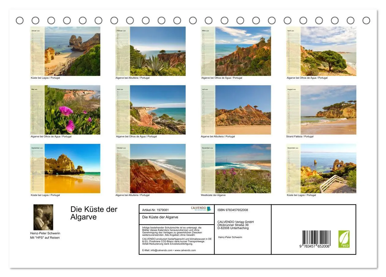 Bild: 9783457652008 | Die Küste der Algarve (Tischkalender 2026 DIN A5 quer), CALVENDO...