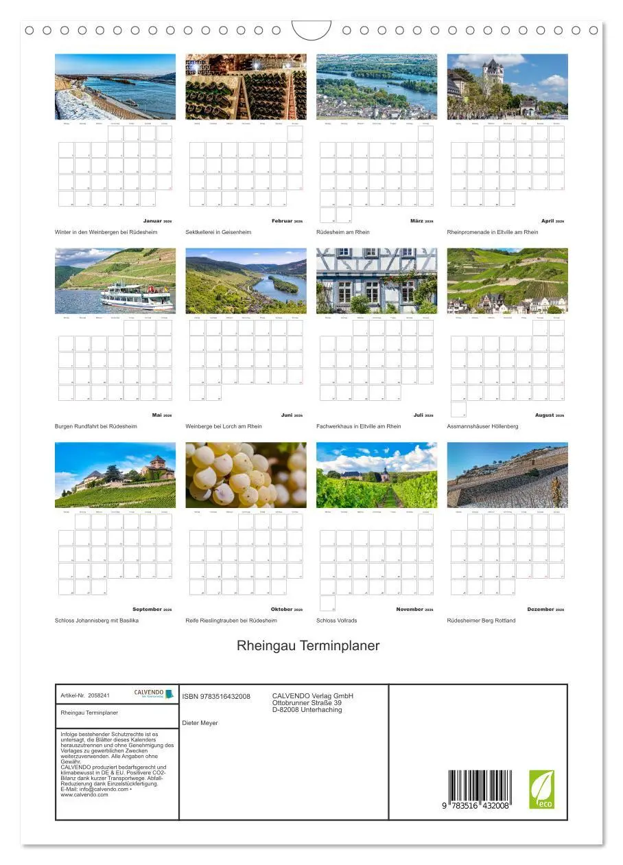 Bild: 9783516432008 | Rheingau Terminplaner (Wandkalender 2026 DIN A3 hoch), CALVENDO...