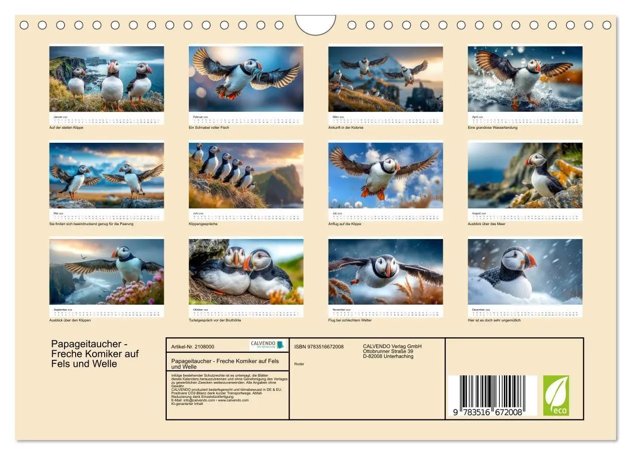 Bild: 9783516672008 | Papageitaucher - Freche Komiker auf Fels und Welle (Wandkalender...
