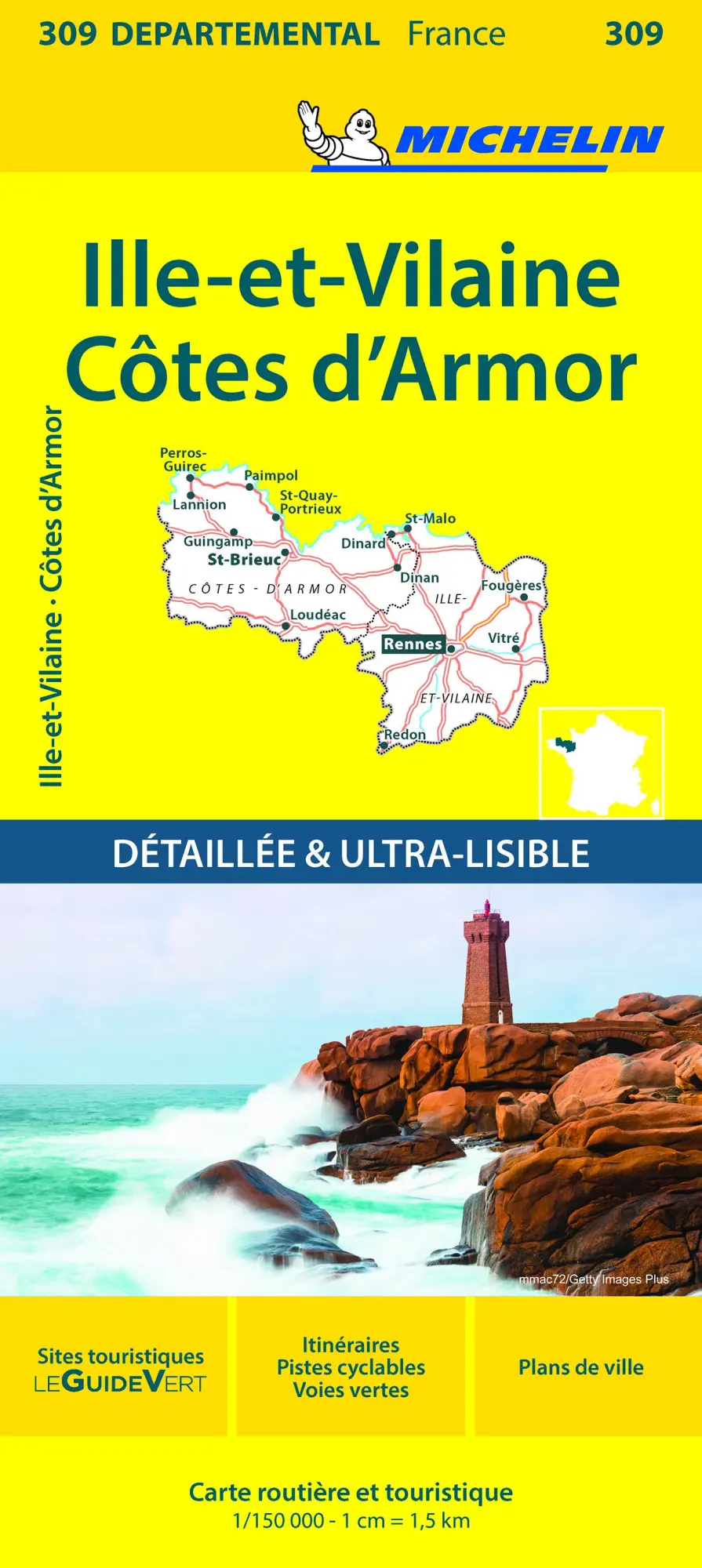 Cover: 9782067202108 | Cotes-d'Armor, Ille-et-Vilaine - Michelin Local Map 309 | Michelin