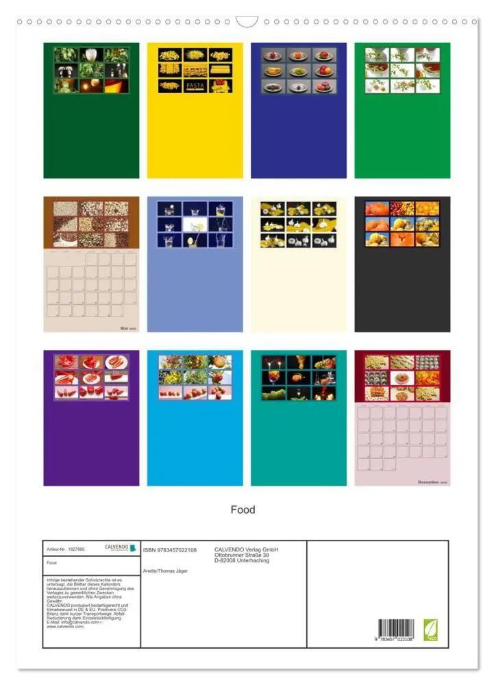 Bild: 9783457022108 | Food (Wandkalender 2025 DIN A2 hoch), CALVENDO Monatskalender | 2025