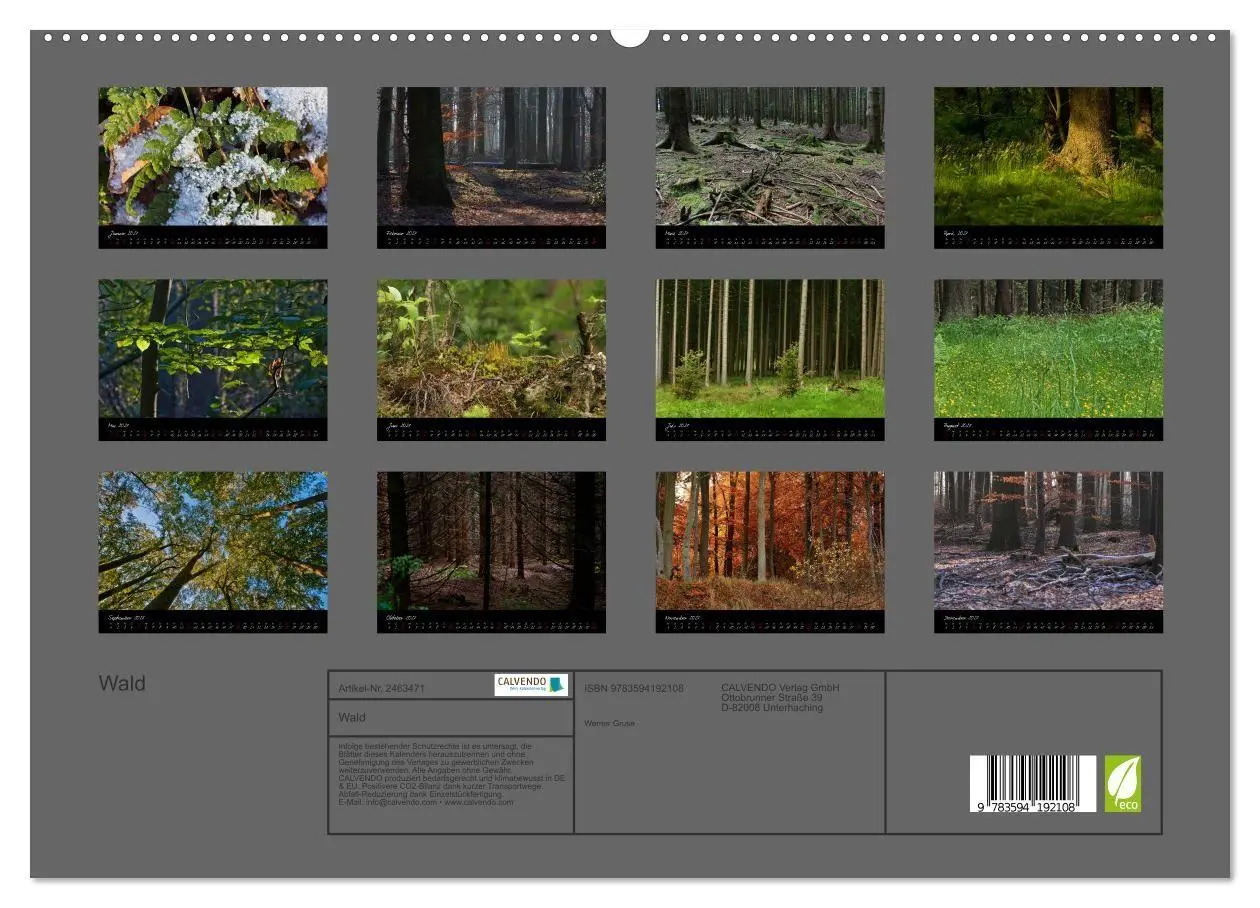 Bild: 9783594192108 | Wald (hochwertiger Premium Wandkalender 2027 DIN A2 quer),...