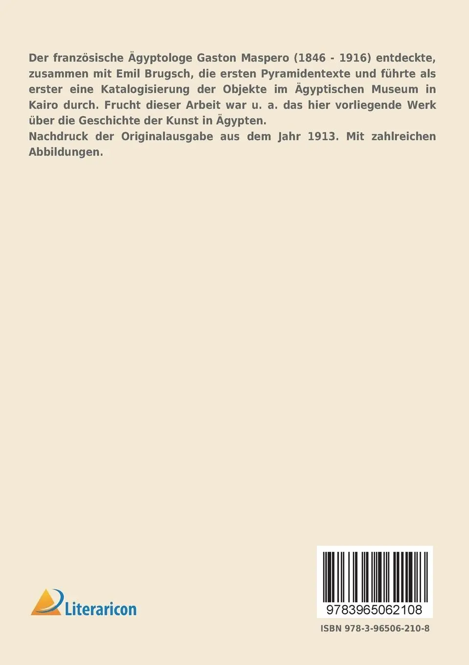 Rückseite: 9783965062108 | Geschichte der Kunst in Ägypten | Gaston Maspero | Taschenbuch | 2018