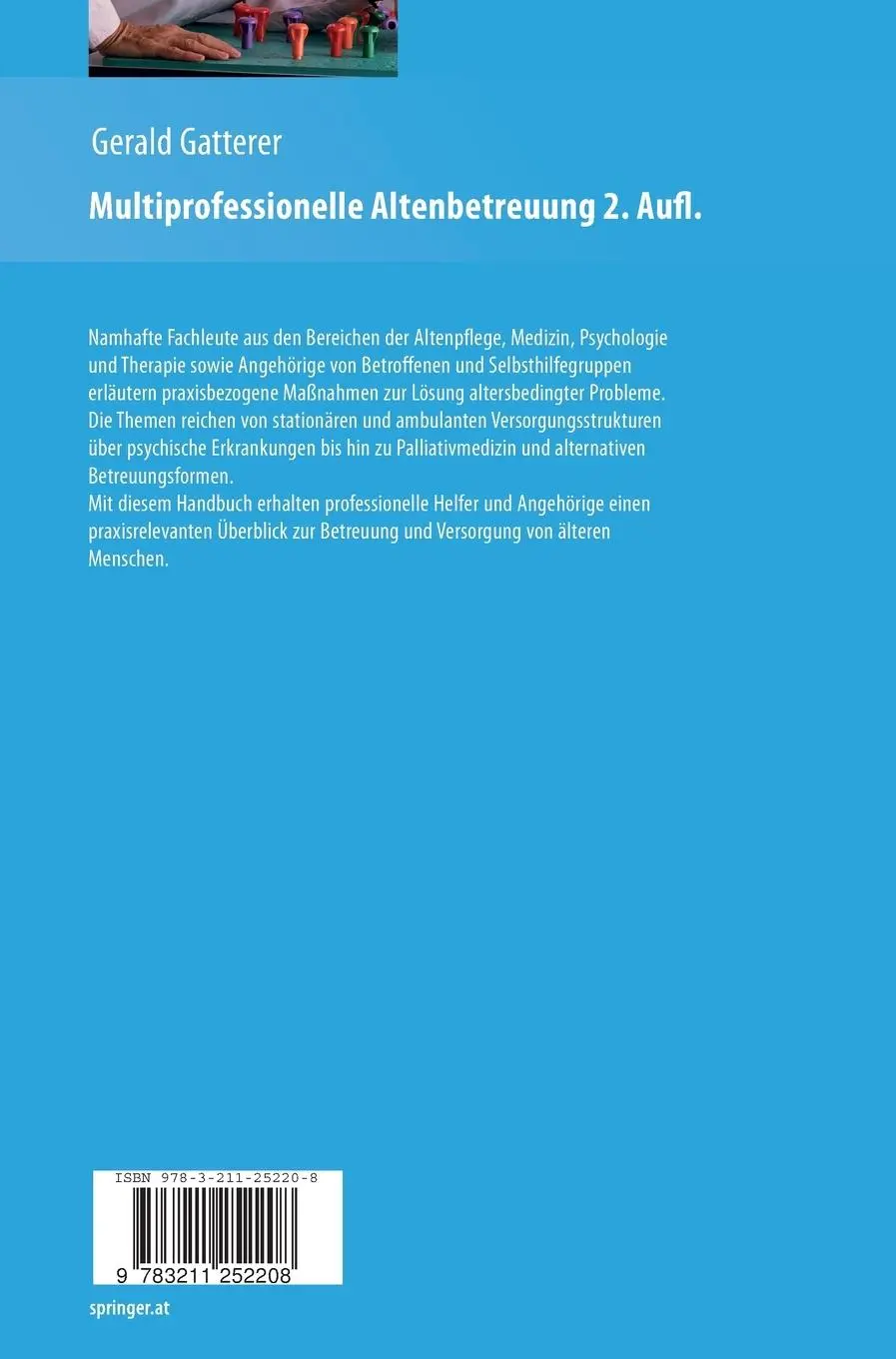 Rückseite: 9783211252208 | Multiprofessionelle Altenbetreuung | Ein praxisbezogenes Handbuch