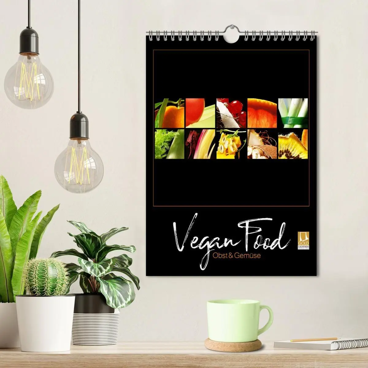 Bild: 9783569502208 | Vegan Food Kalender - Obst und Gemüse auf Schwarz (Wandkalender...