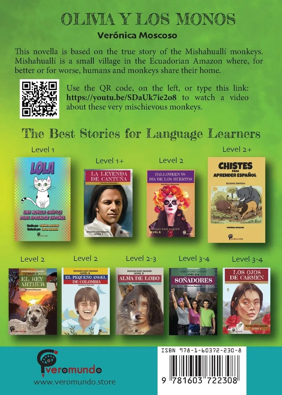 Rückseite: 9781603722308 | OLIVIA Y LOS MONOS | Spanish Easy Reader | Veronica Moscoso | Buch