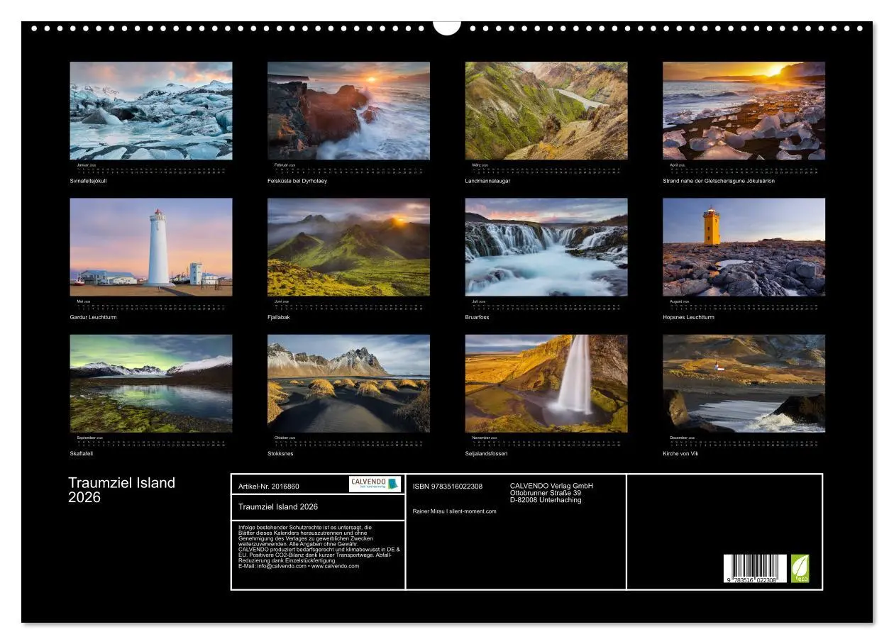 Bild: 9783516022308 | Traumziel Island 2026 (Wandkalender 2026 DIN A2 quer), CALVENDO...