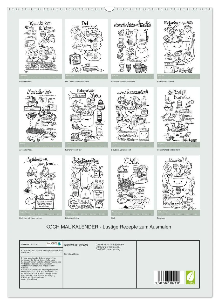 Bild: 9783516402308 | KOCH MAL KALENDER - Lustige Rezepte zum Ausmalen (hochwertiger...
