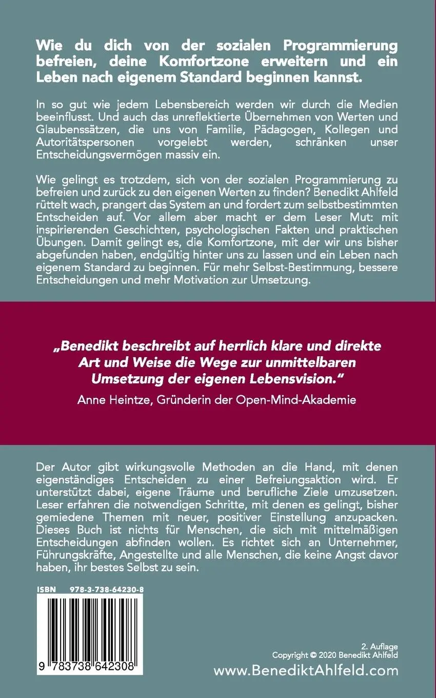 Rückseite: 9783738642308 | Überwinde die Angst du selbst zu sein | Benedikt Ahlfeld | Taschenbuch