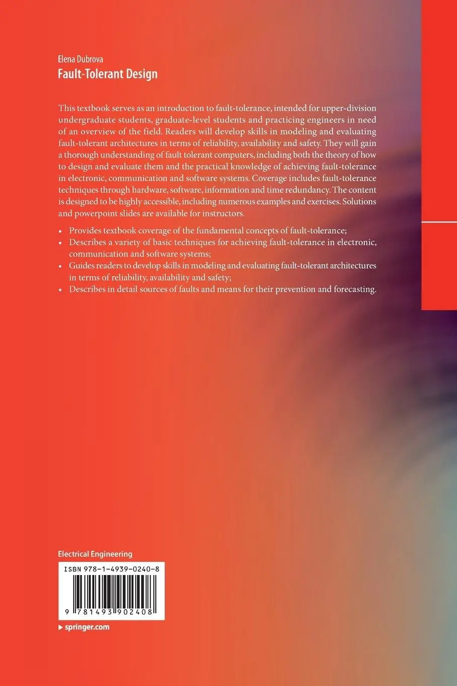 Rückseite: 9781493902408 | Fault-Tolerant Design | Elena Dubrova | Taschenbuch | xv | Englisch
