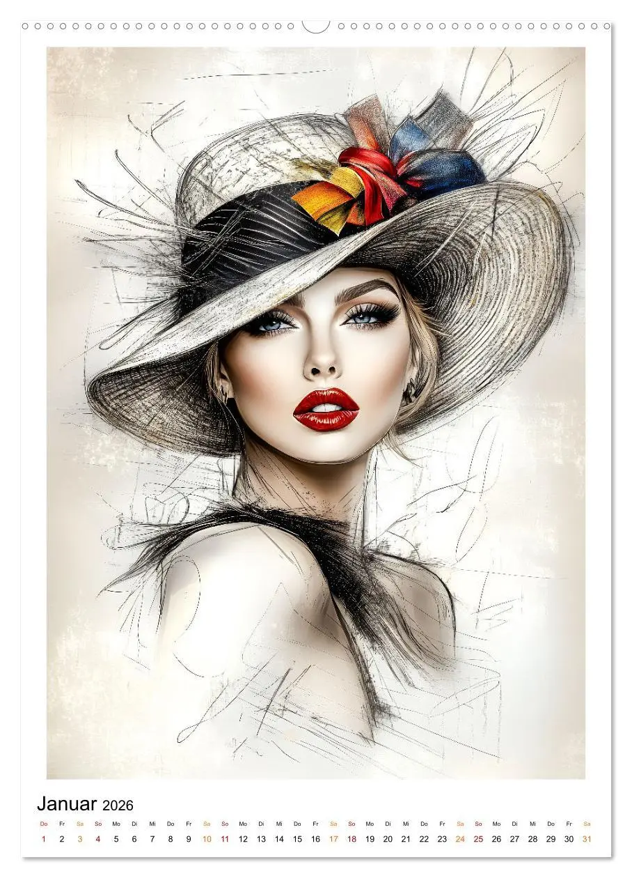 Bild: 9783516252408 | Hüte exclusiv (hochwertiger Premium Wandkalender 2026 DIN A2 hoch),...