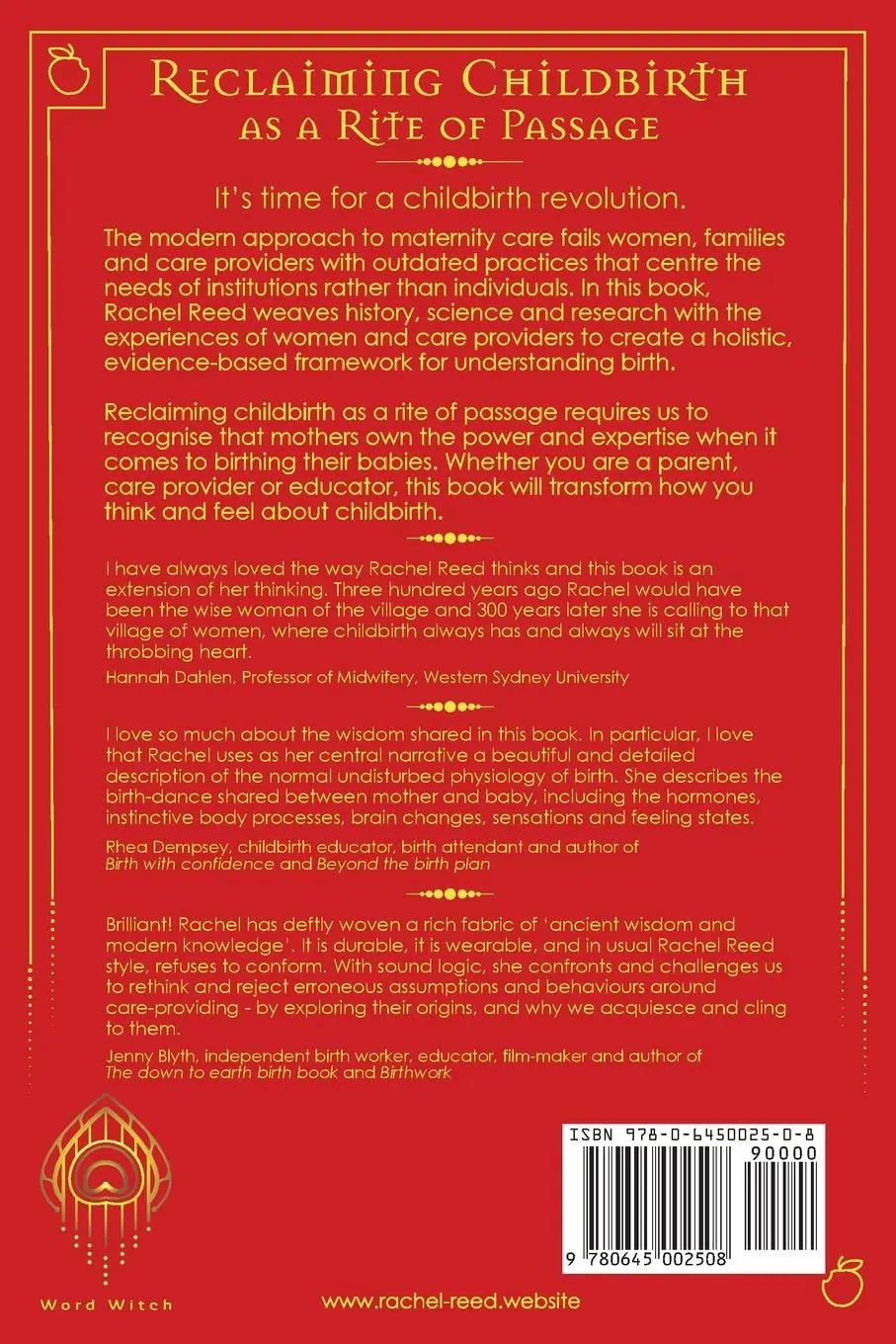 Rückseite: 9780645002508 | Reclaiming Childbirth as a Rite of Passage | Rachel Reed | Taschenbuch
