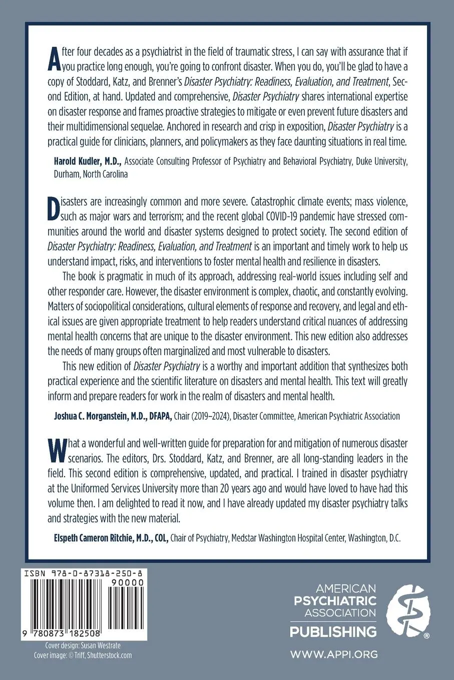 Rückseite: 9780873182508 | Disaster Psychiatry | Readiness, Evaluation, and Treatment | Buch