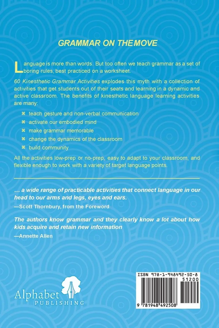 Rückseite: 9781948492508 | 60 Kinesthetic Grammar Activities | Alice Savage (u. a.) | Taschenbuch